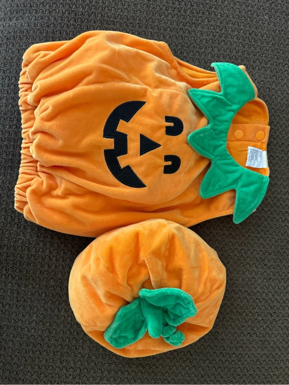 Baby Pumpkin Costume with hat Orange Jack-O'-Lantern Outfit 0-6 months